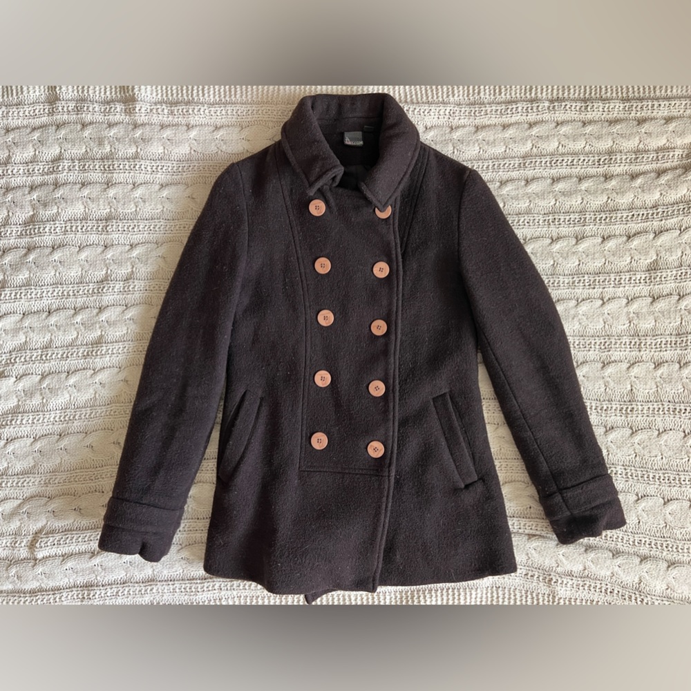 Volcom wool blend coat, size XS, deep brown